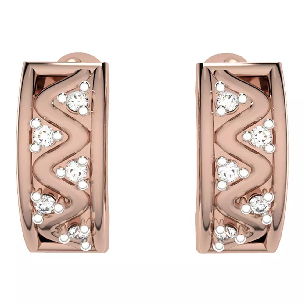 10k Rose Gold Diamond Huggie Hoop Earrings, Women's, 10k Gold Product Image