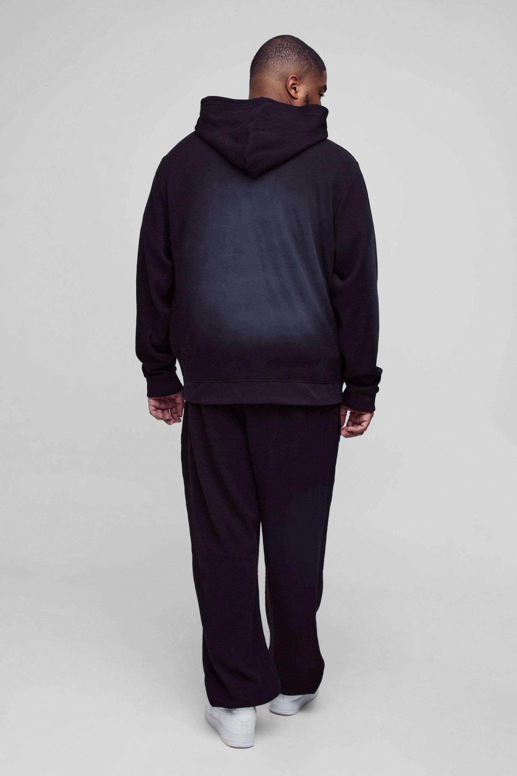 Plus Spray Wash Waffle Graphic Oversized Sweatpants | boohooMAN USA Product Image