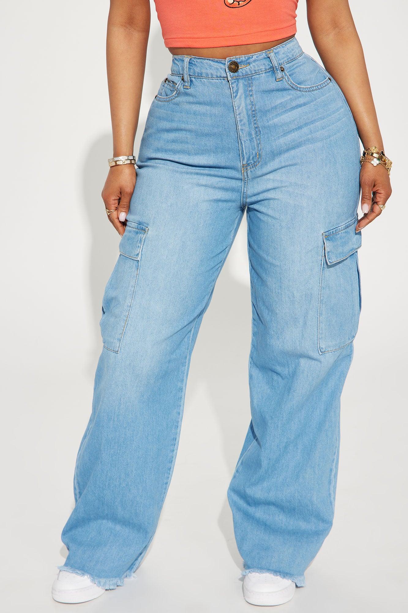 In Full Effect Baggy Cargo Jeans - Light Wash Product Image