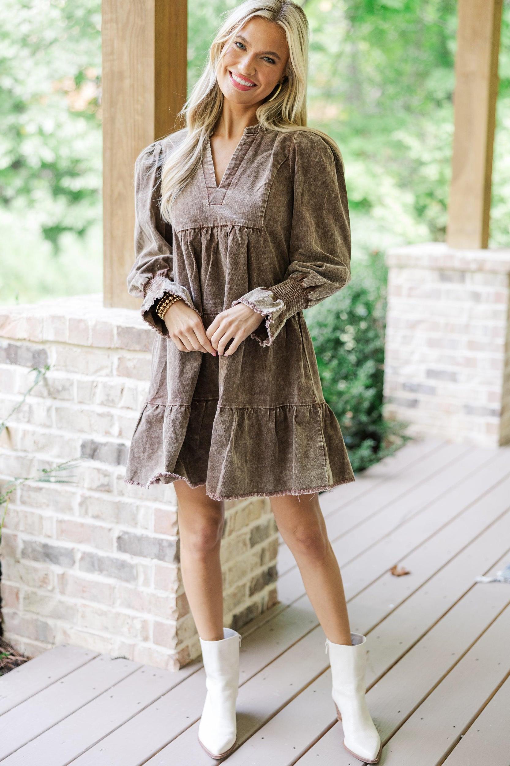 You've Got It Brown Corduroy Dress Female Product Image