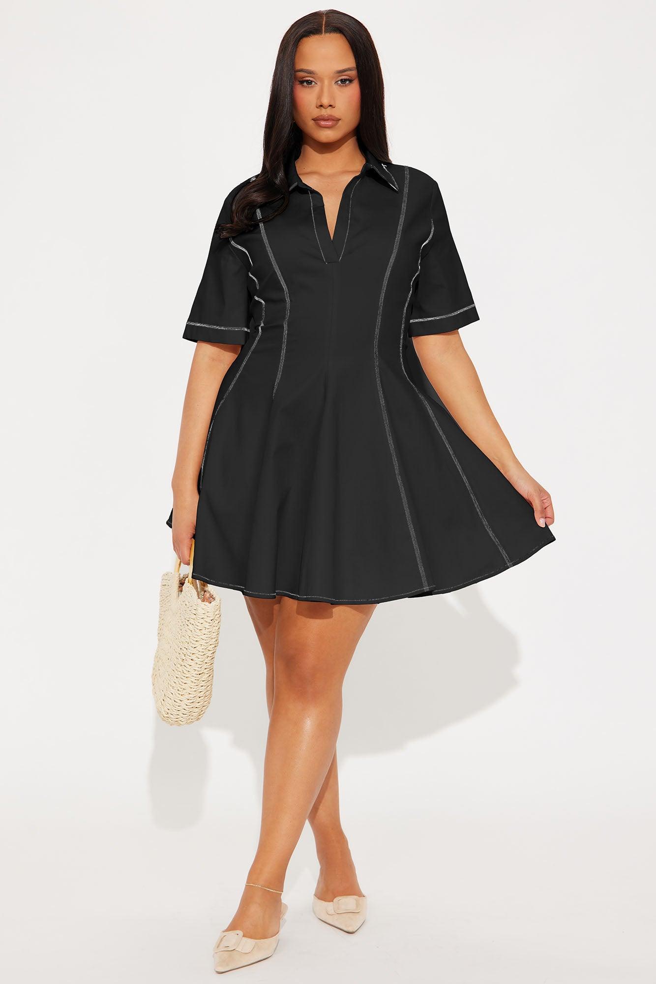 Prim Collared Mini Dress - Black Female Product Image