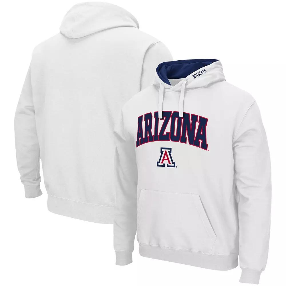 Men's Colosseum White Arizona Wildcats Arch & Logo 3.0 Pullover Hoodie,  Product Image