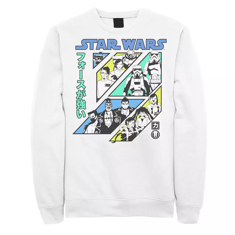 Men's Star Wars Visions Kanji Slant Panels Graphic Fleece, Size: Large, White Product Image