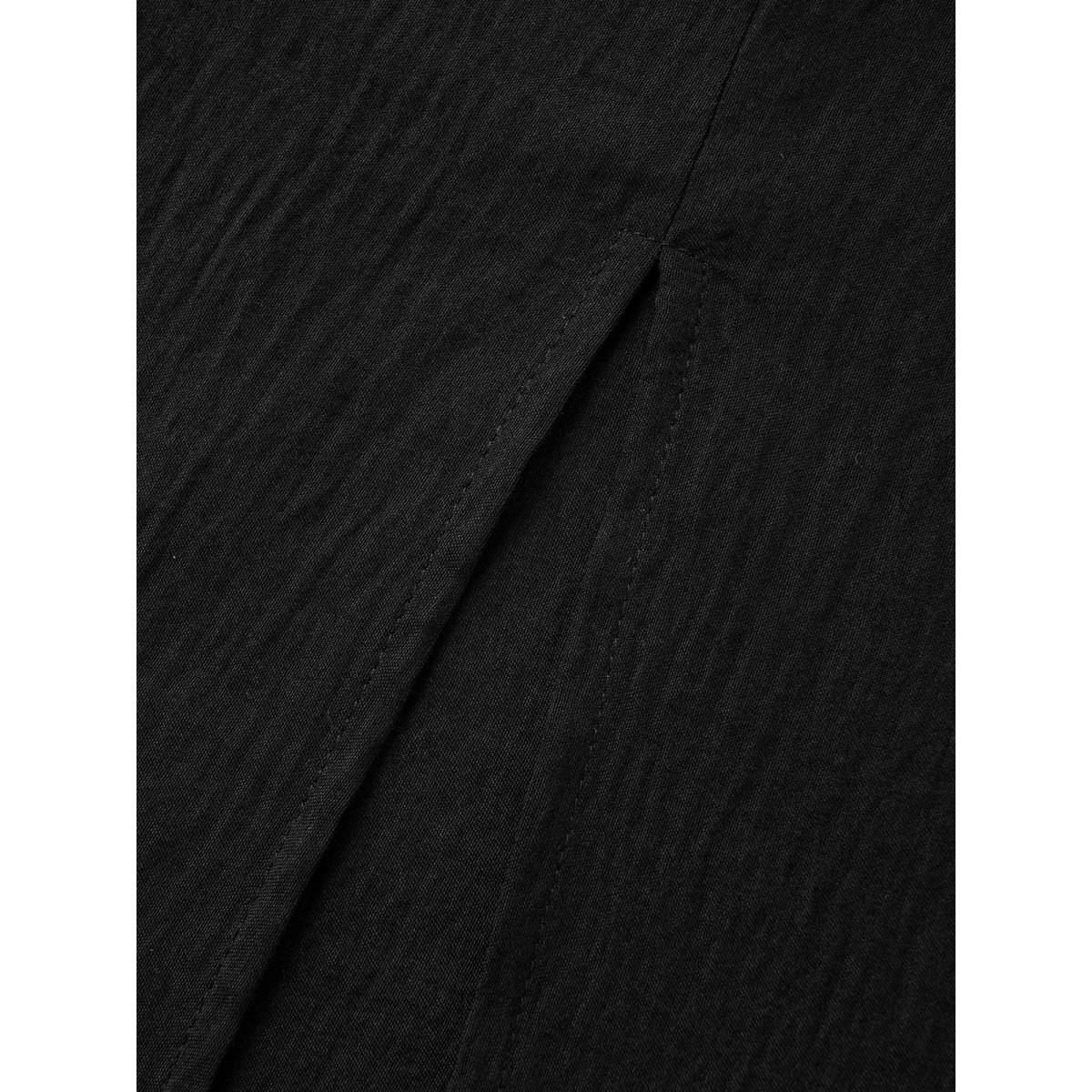 Plus Size Shirt Collar Button Detail Split Front Dress Black Women Workwear Essentials Button Shirt collar Short sleeve Curvy BloomChic 26/4X Product Image