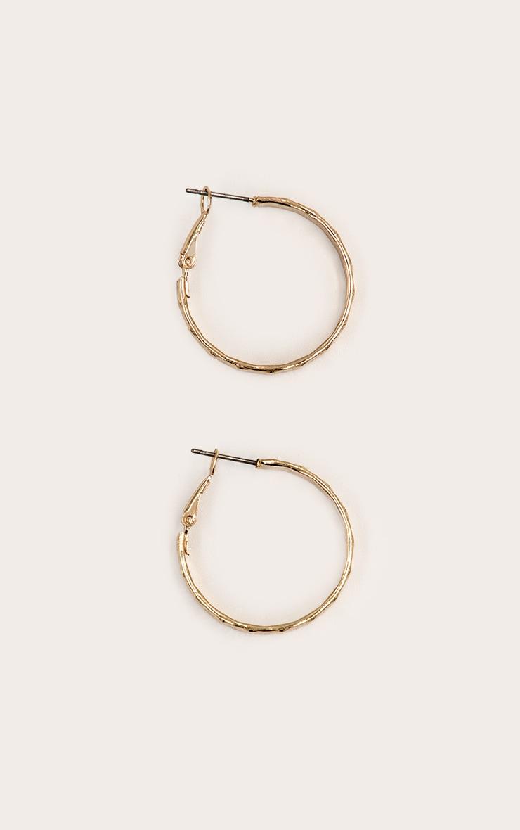 Gold Hammered Medium Hoop Earrings Product Image