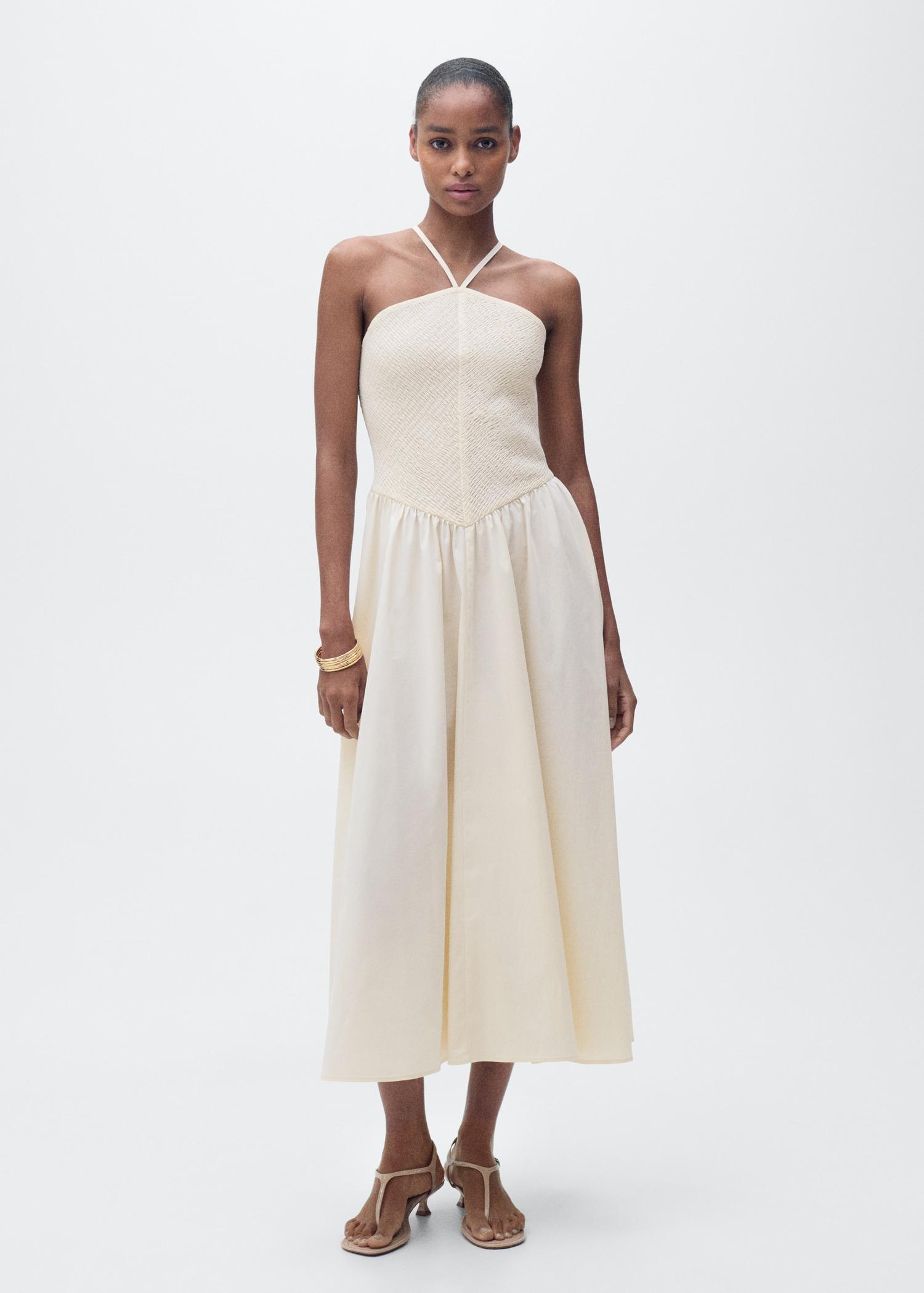 Combined halter-neck dress - Women | MANGO USA Product Image