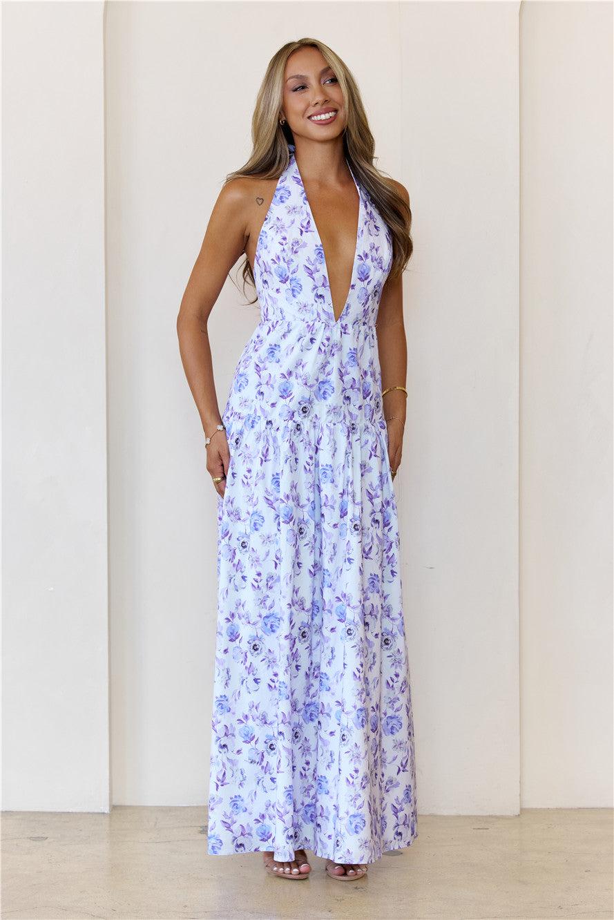 Wardrobe Goals Halter Maxi Dress Lilac Product Image