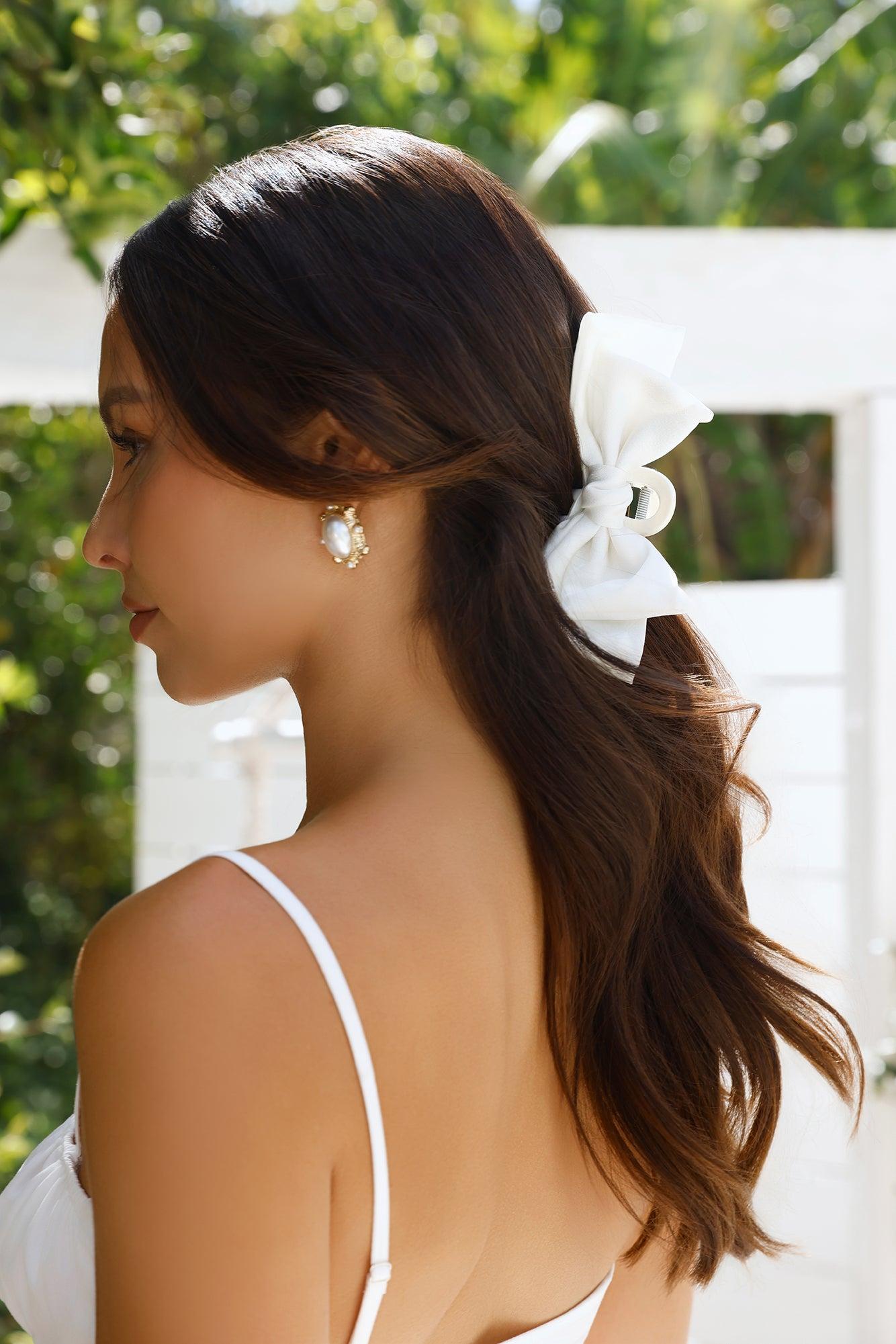 Fancy Bow Claw Clip Cream Product Image