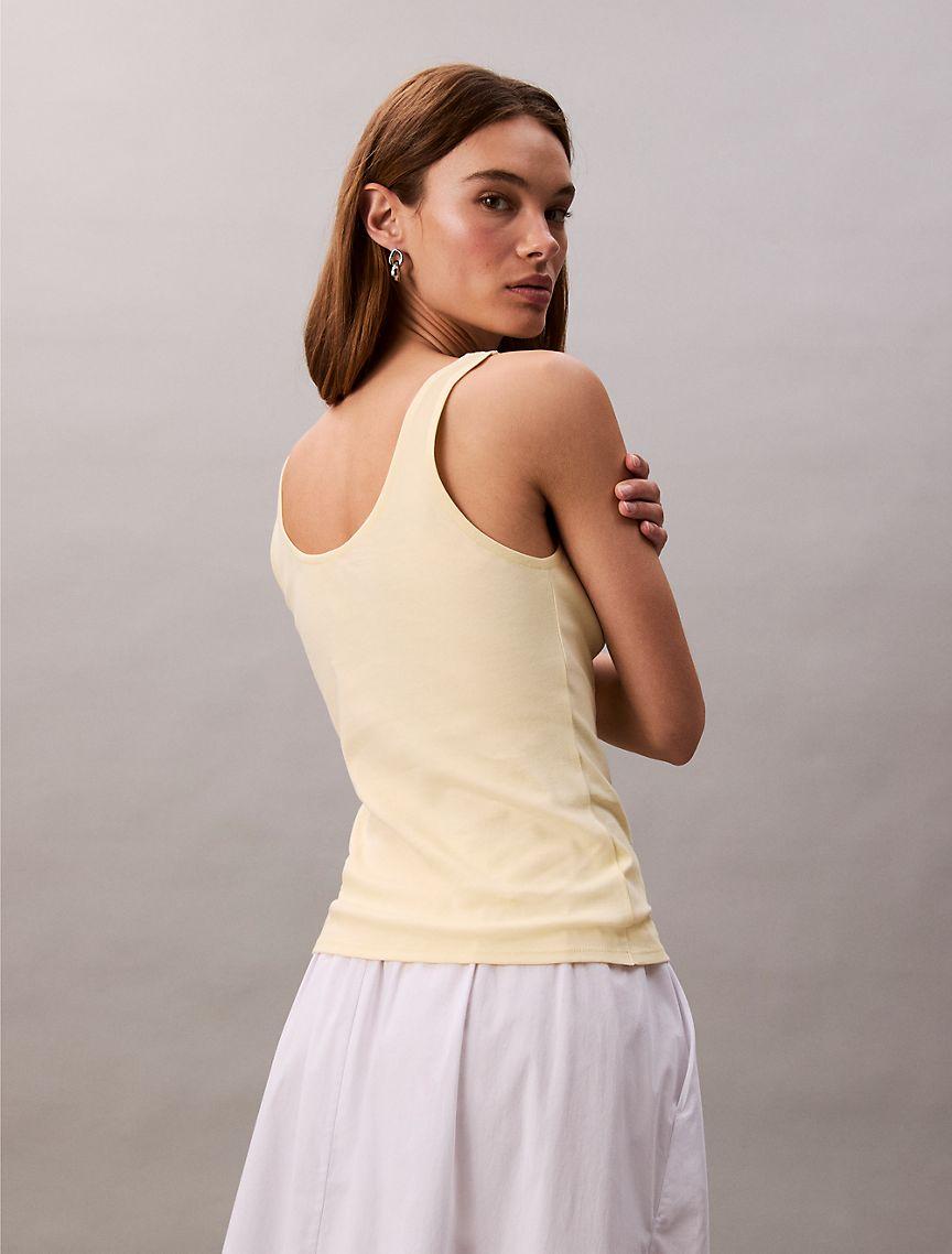 Calvin Klein Womens Liquid Cotton Scoop Tank Top - White Product Image