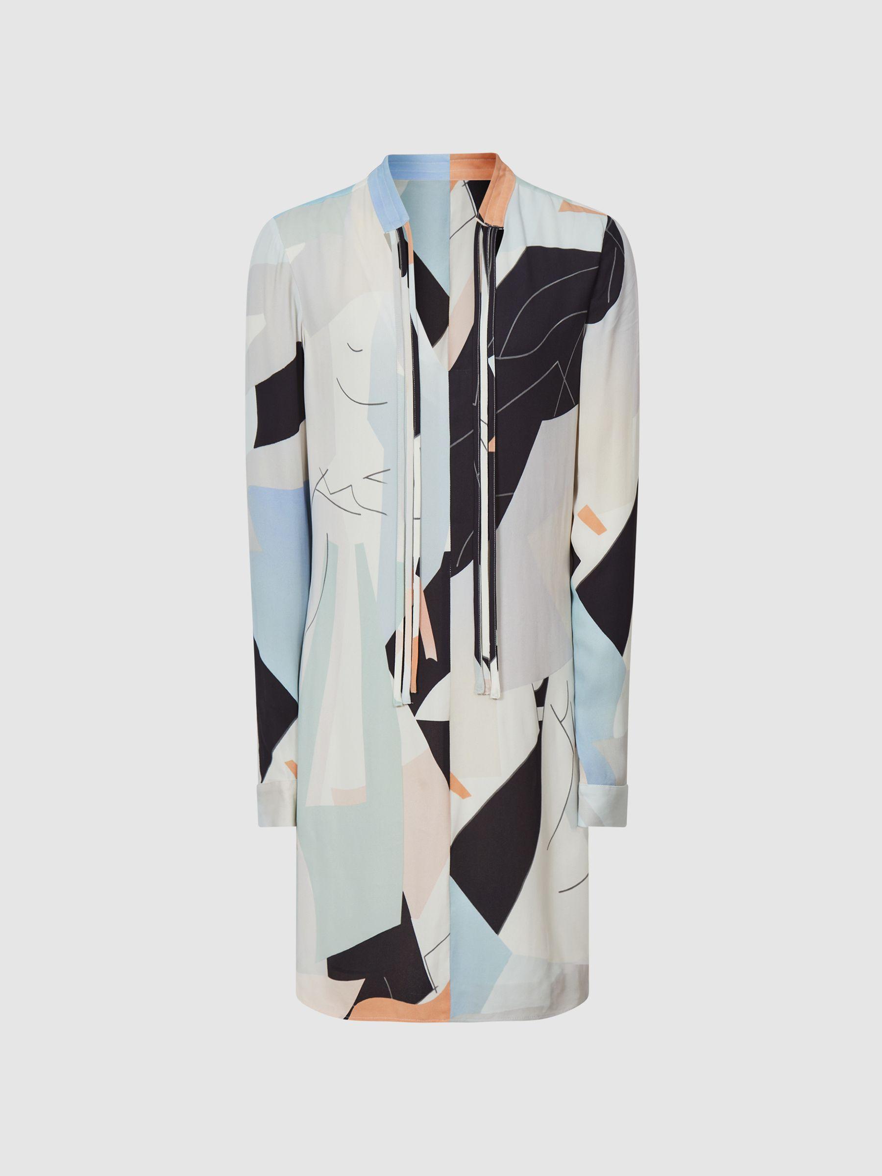 Abstract Print Mini Dress in Blue Product Image