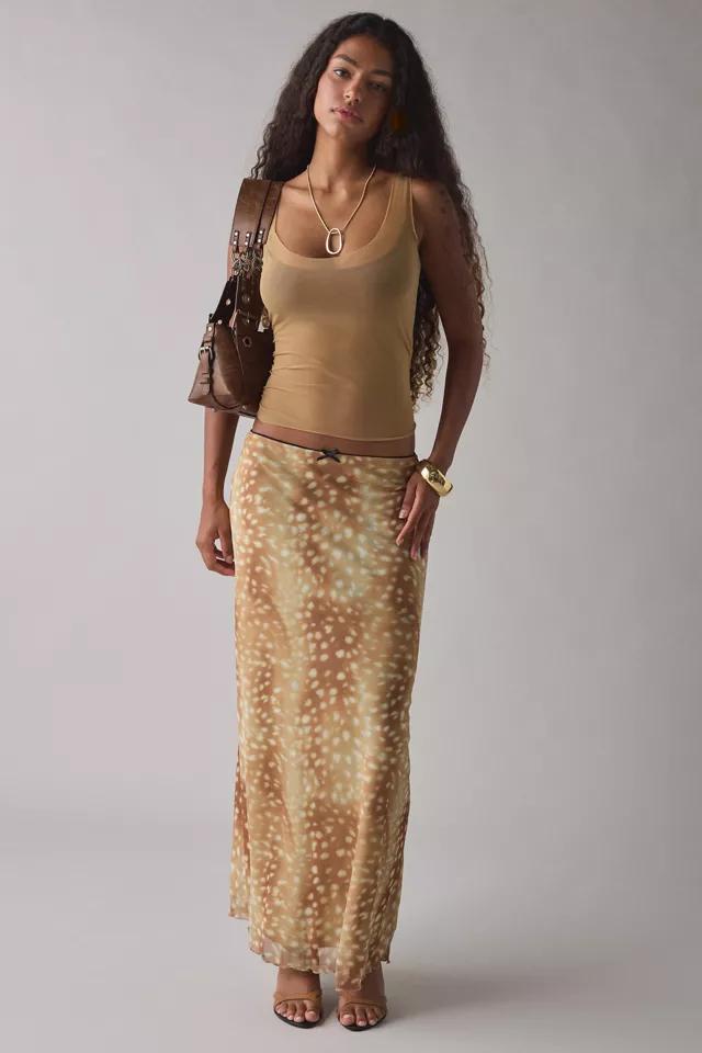 Kimchi Blue Doe Animal Print Mesh Maxi Skirt Product Image