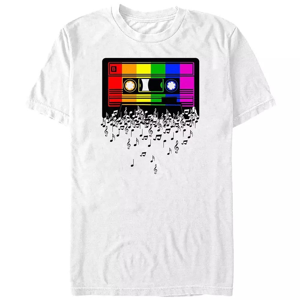 Big & Tall Rainbow Cassette Tape Graphic Tee, Men's, Size: XL Tall, White Product Image