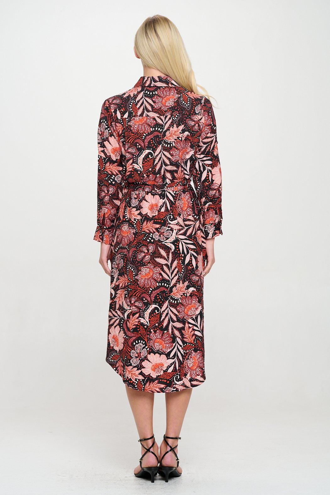 Vintage Floral Paisley Shirt Dress Product Image
