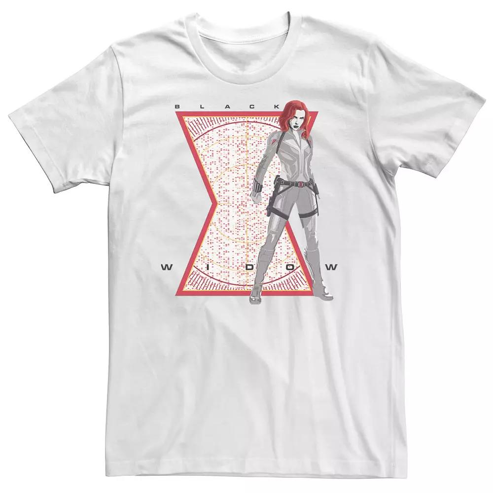 Big & Tall Marvel Black Widow Glitch Logo Fill Tee, Men's, Size: 3XL Tall, White Product Image