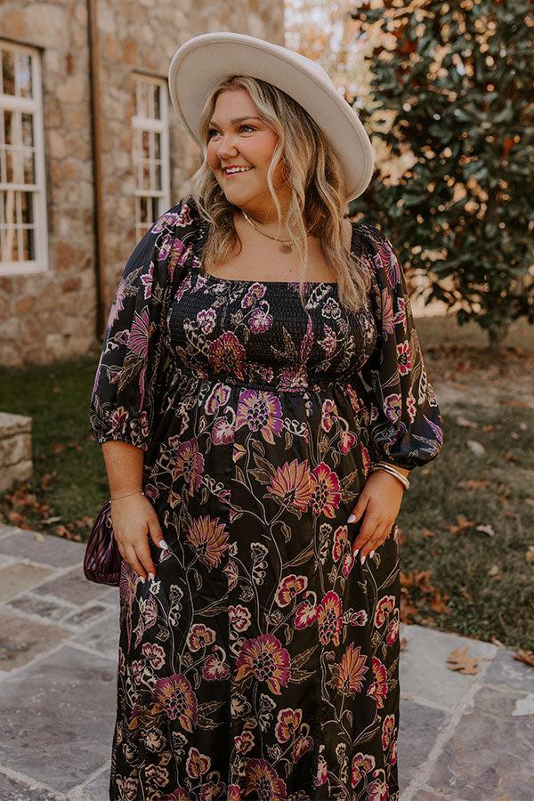 Autumn Encounters Satin Floral Maxi Dress Curves Product Image