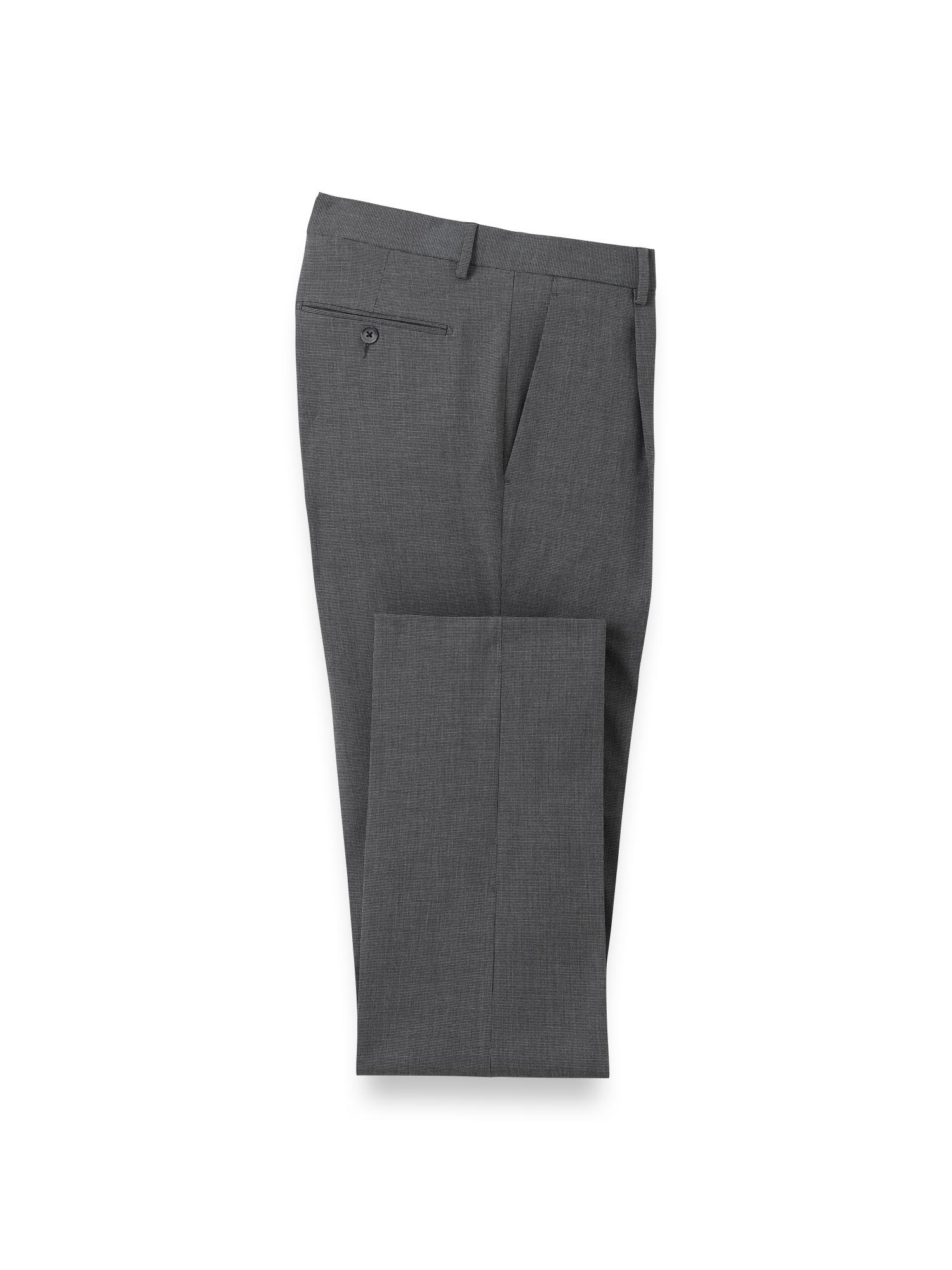 Microfiber Check Single Pleat Pants - Navy Product Image