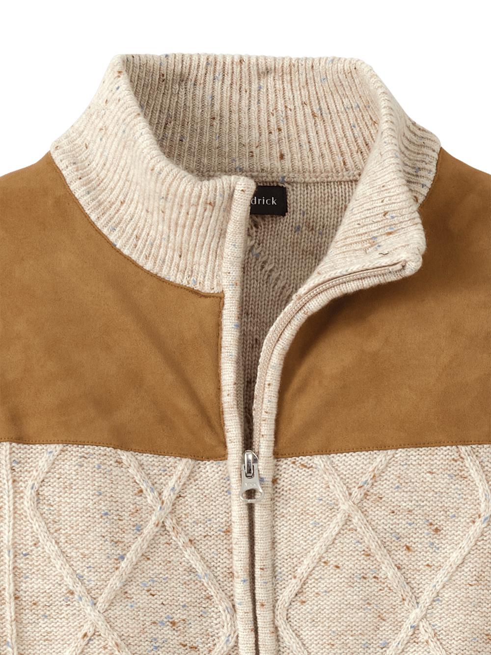 Donegal Full Zip Mock Neck Sweater - Ivory Product Image