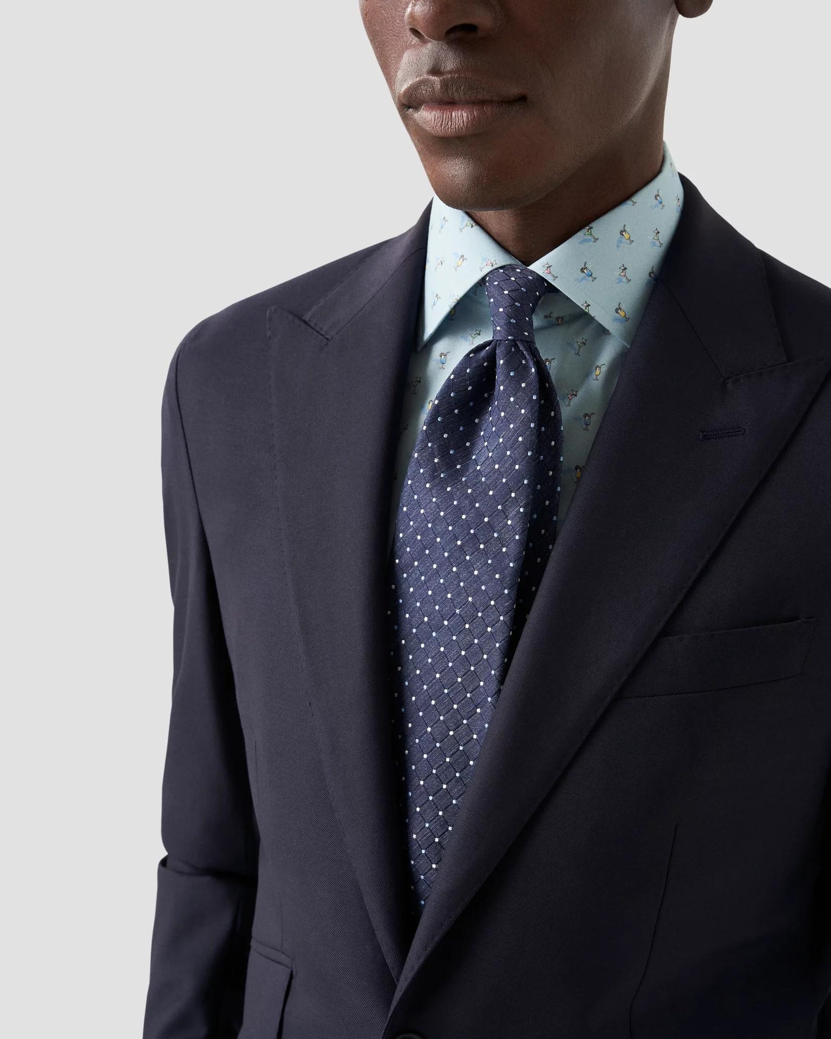 Eton Slim Fit Blue Dress Shirt with Cocktail Print Product Image