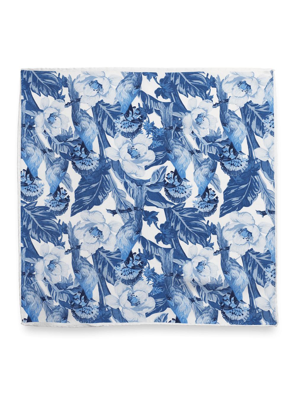 Floral Silk Pocket Square - Blue/white Product Image