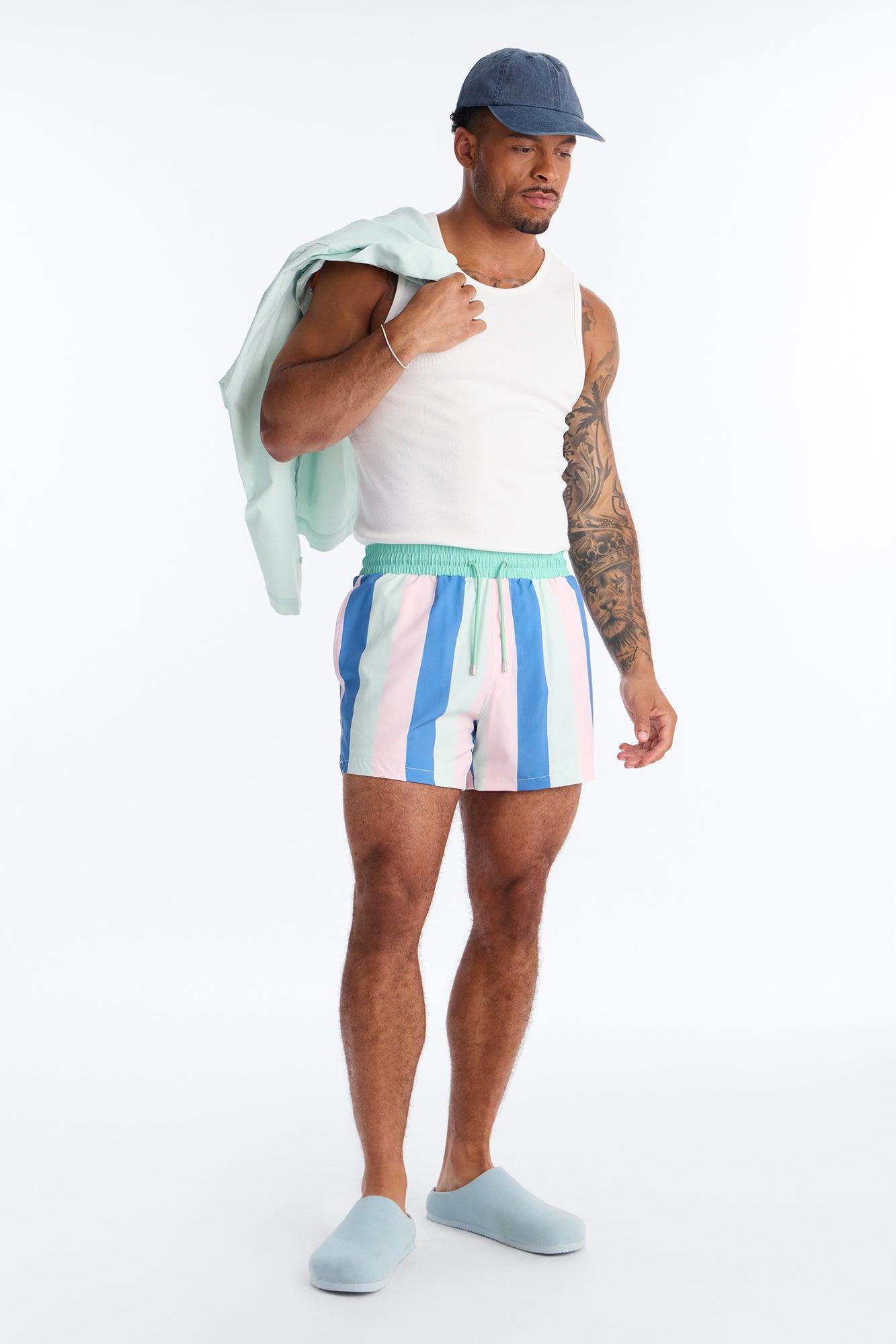 Lafayette Resort Striped Swim Trunk 4″ - Multi Color Male Product Image
