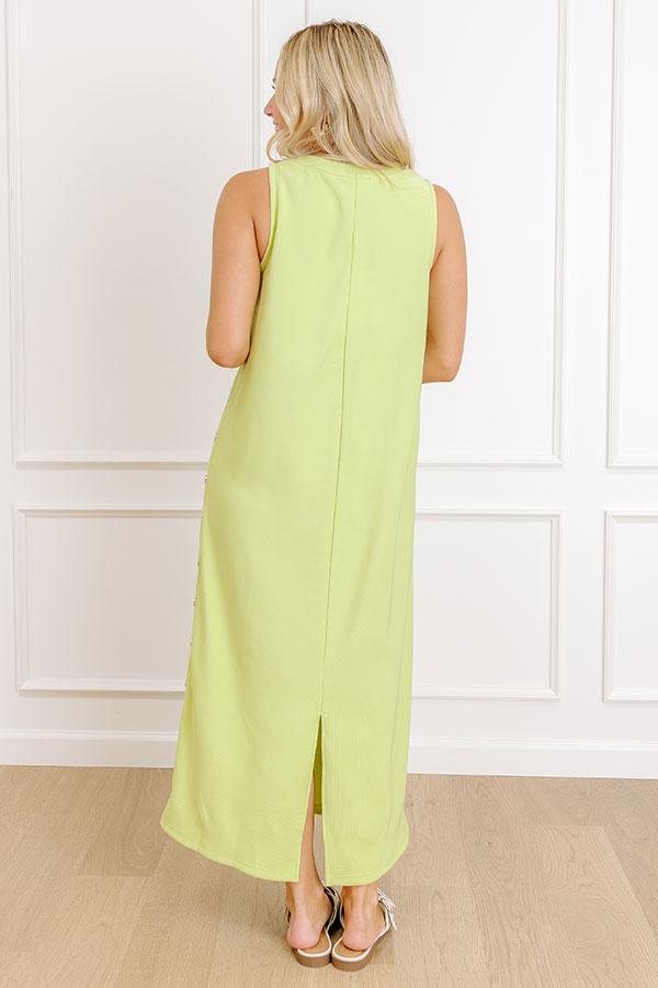 Santa Monica Chic Ribbed Midi Dress in Lime Punch Product Image