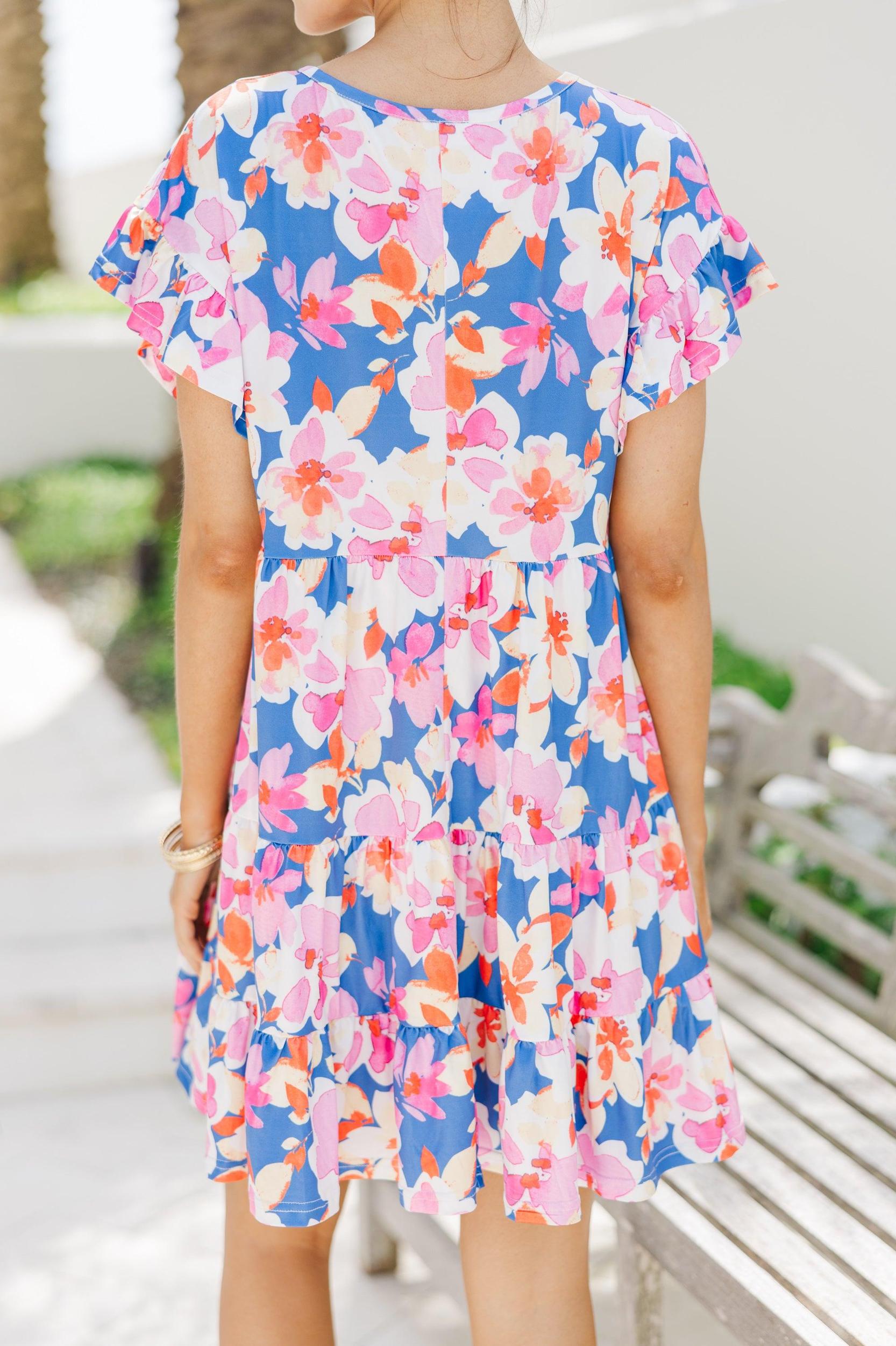 Fun And Games Blue Floral Babydoll Dress Female Product Image