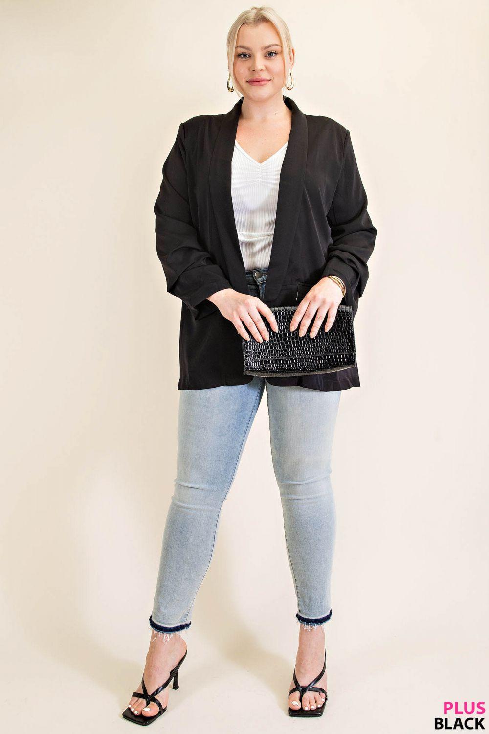 5524   Traci Ruched Sleeve Lined Blazer - Reg & Plus! Product Image