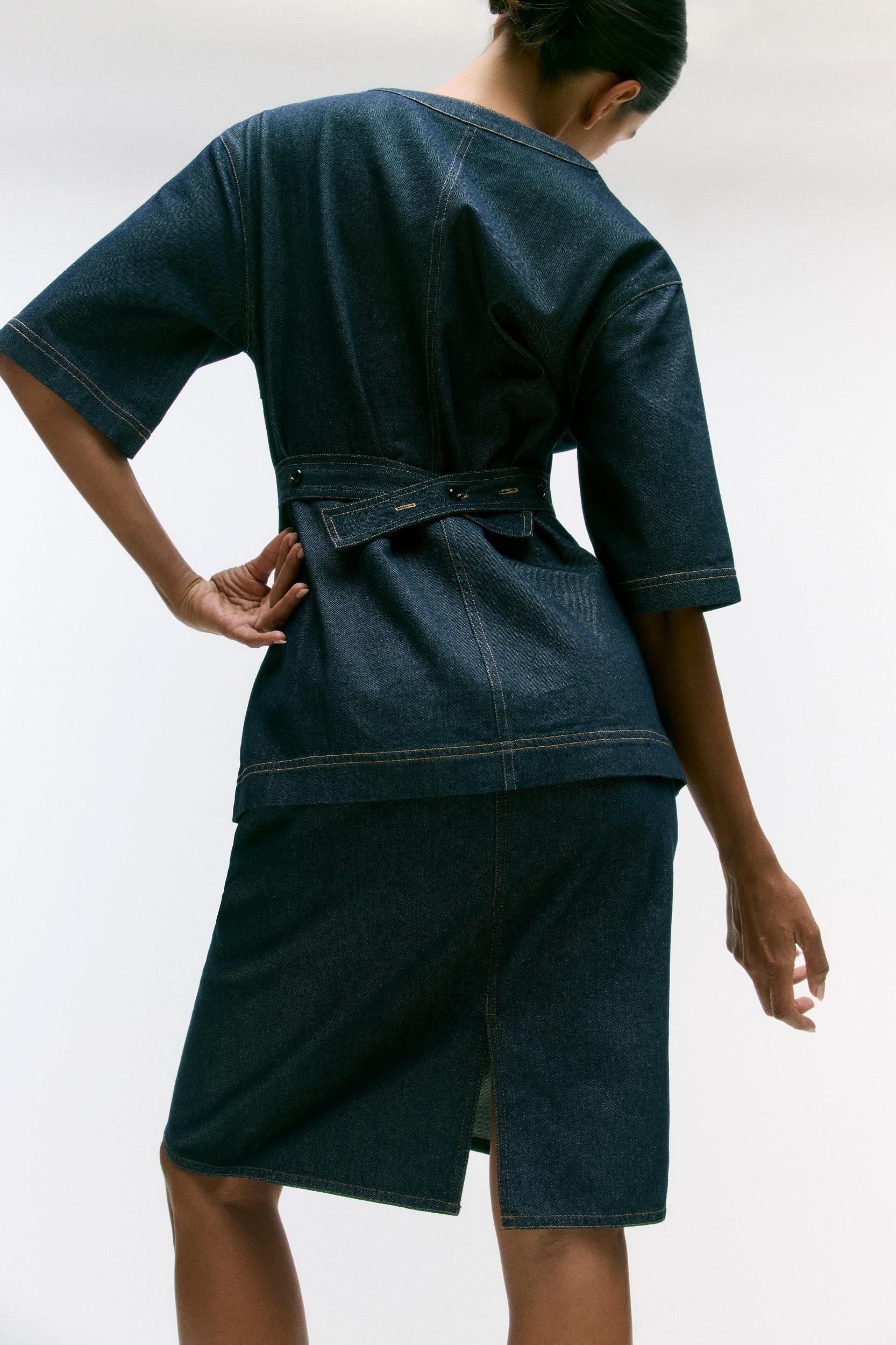Johanna Knee-Length Denim Skirt Product Image