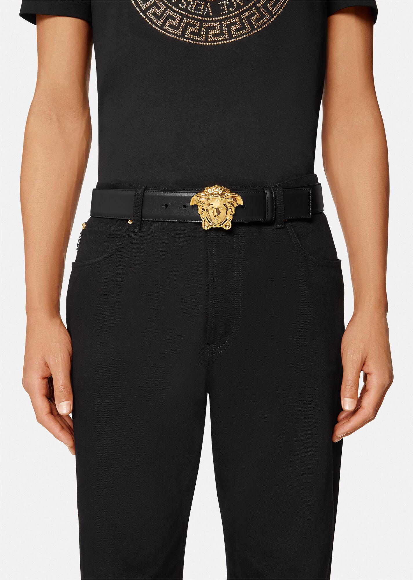 VERSACE La Medusa Leather Belt Man Belt Black Size 39.5 Calfskin Product Image