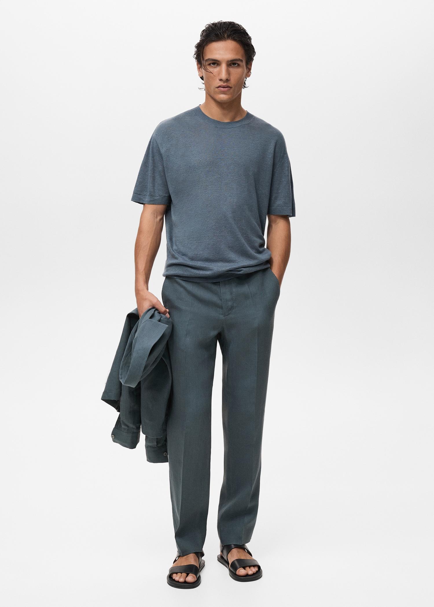 100% linen straight pants - Men | MANGO USA Product Image
