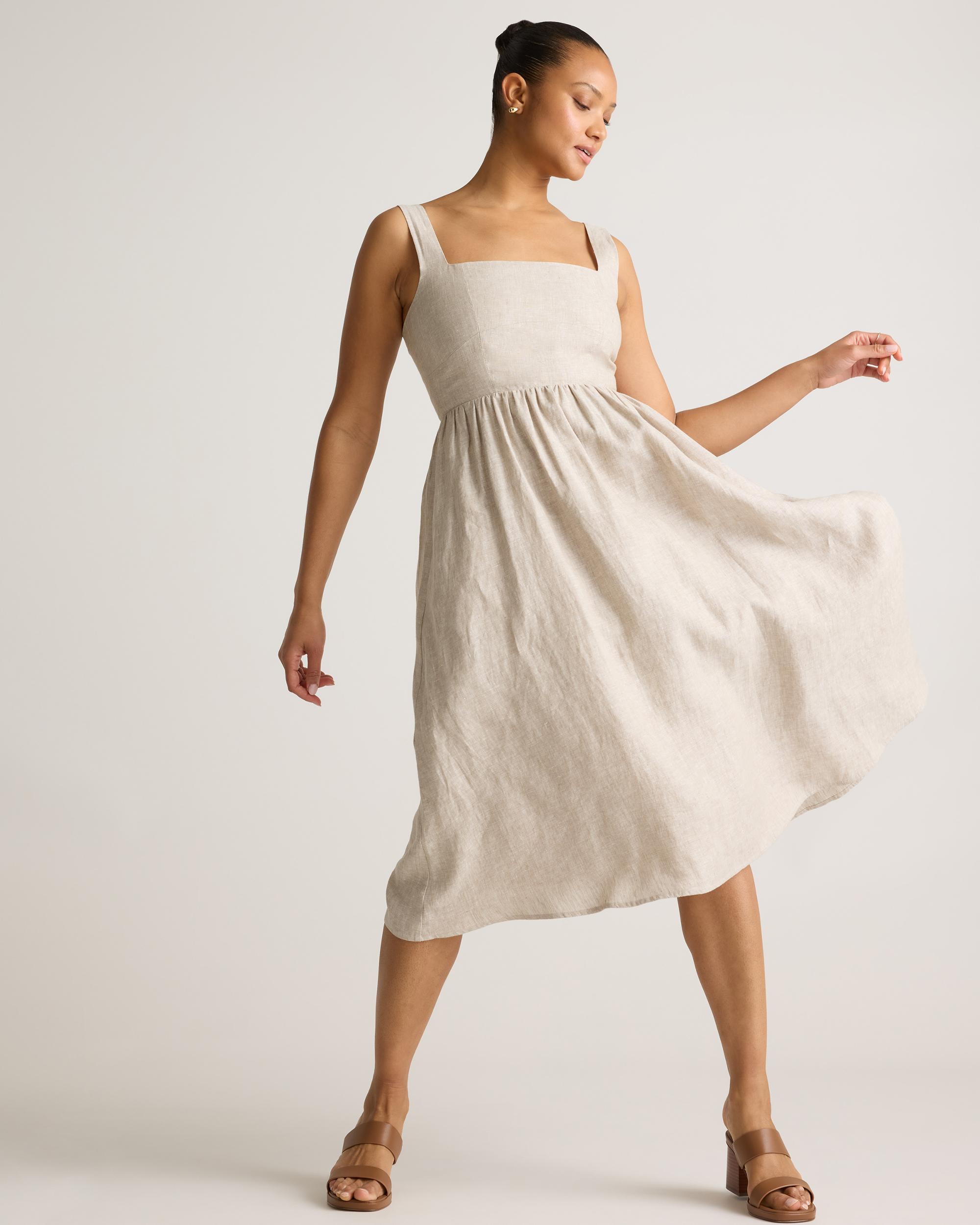 Quince | Women's 100% European Linen Fit & Flare Midi Dress Size XL Product Image