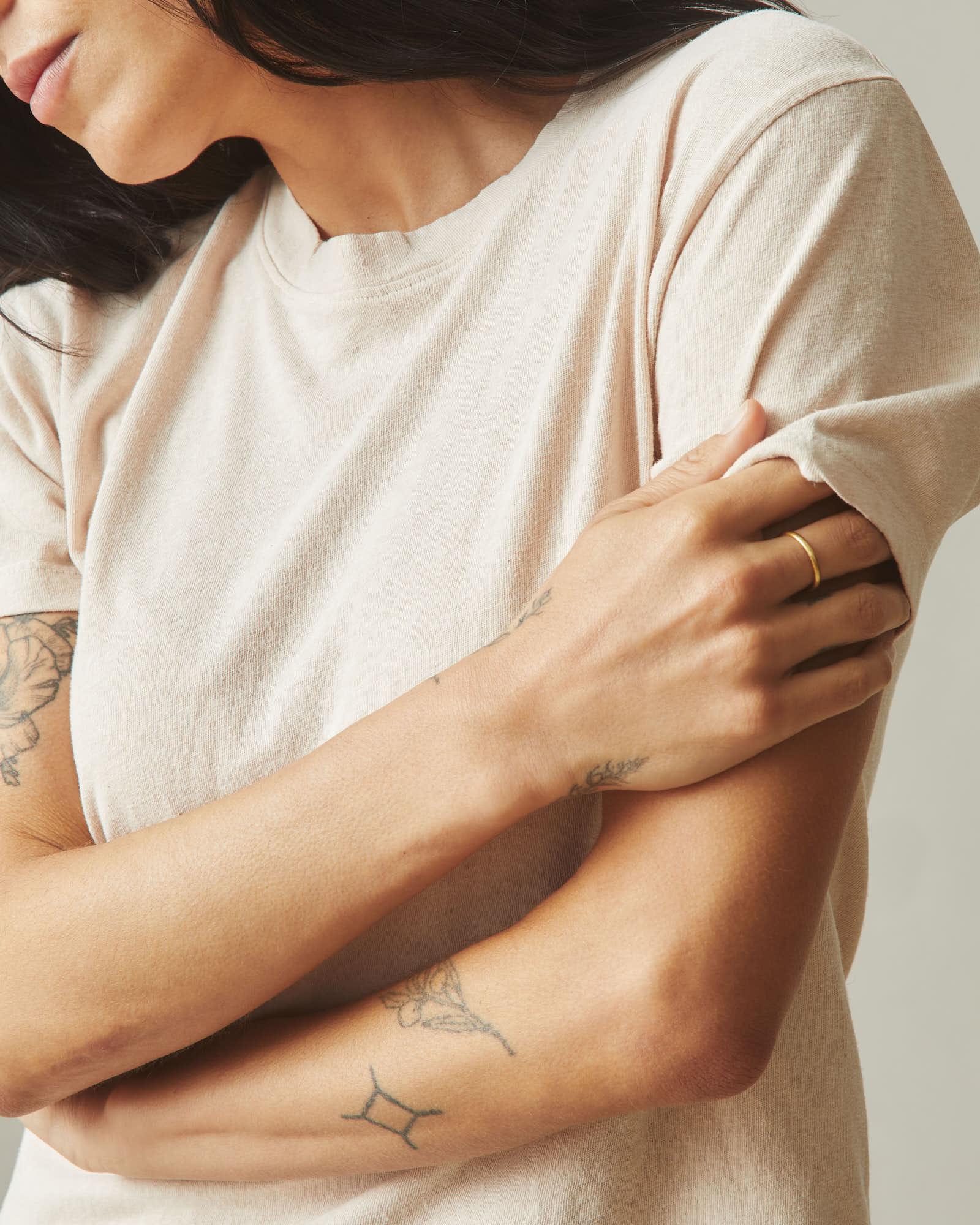 Women's Hemp Jersey Crew Tee - Almond Peach Product Image