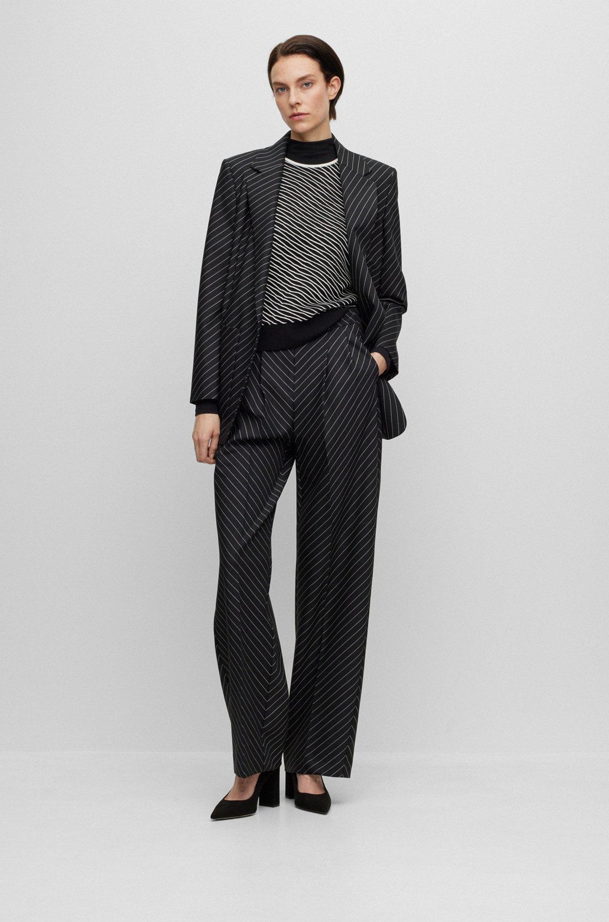 BOSS - Block-heel pumps in suede with pointed toe - Black Product Image