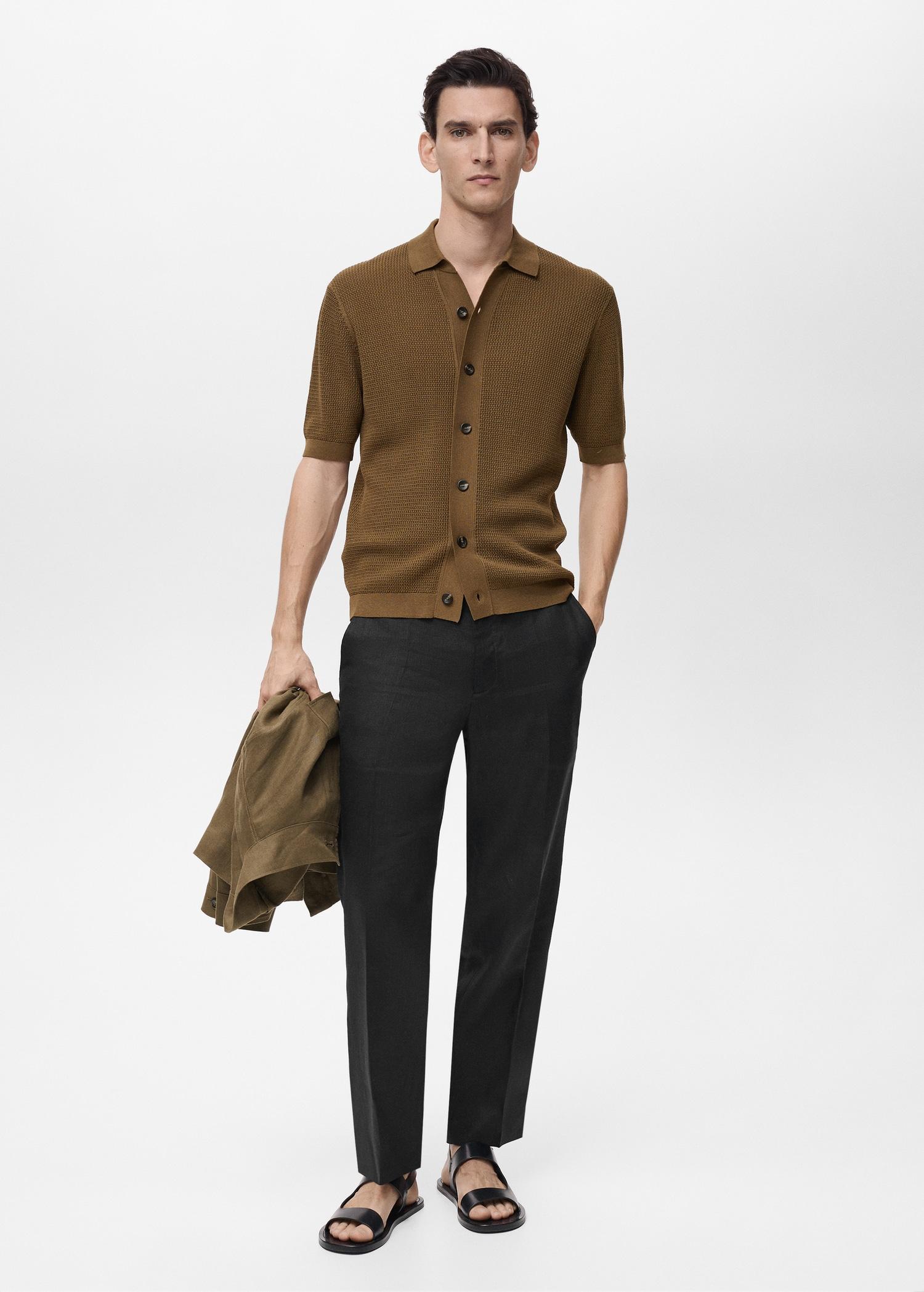 Structured knitted shirt - Men | MANGO USA Product Image