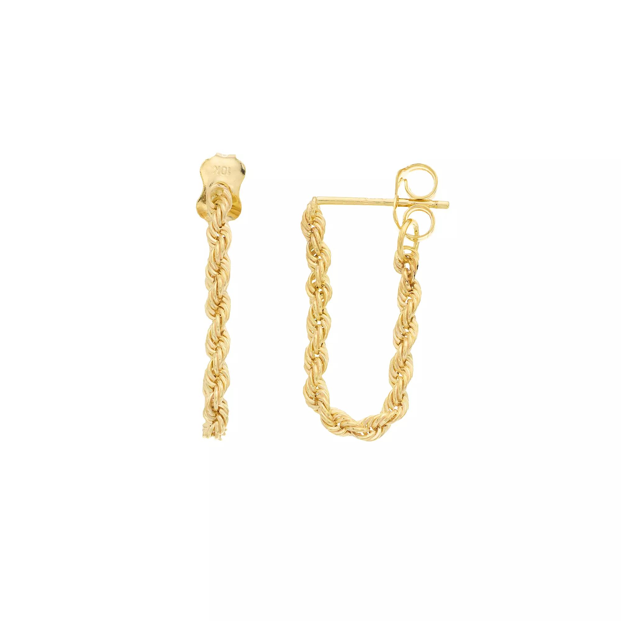 Au Naturale 10k Gold Dangle Rope Chain Earrings, Women's Product Image
