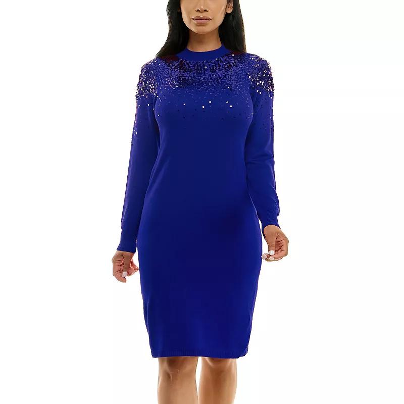 Women's Nina Leonard Sequins Sweater Dress,  Product Image