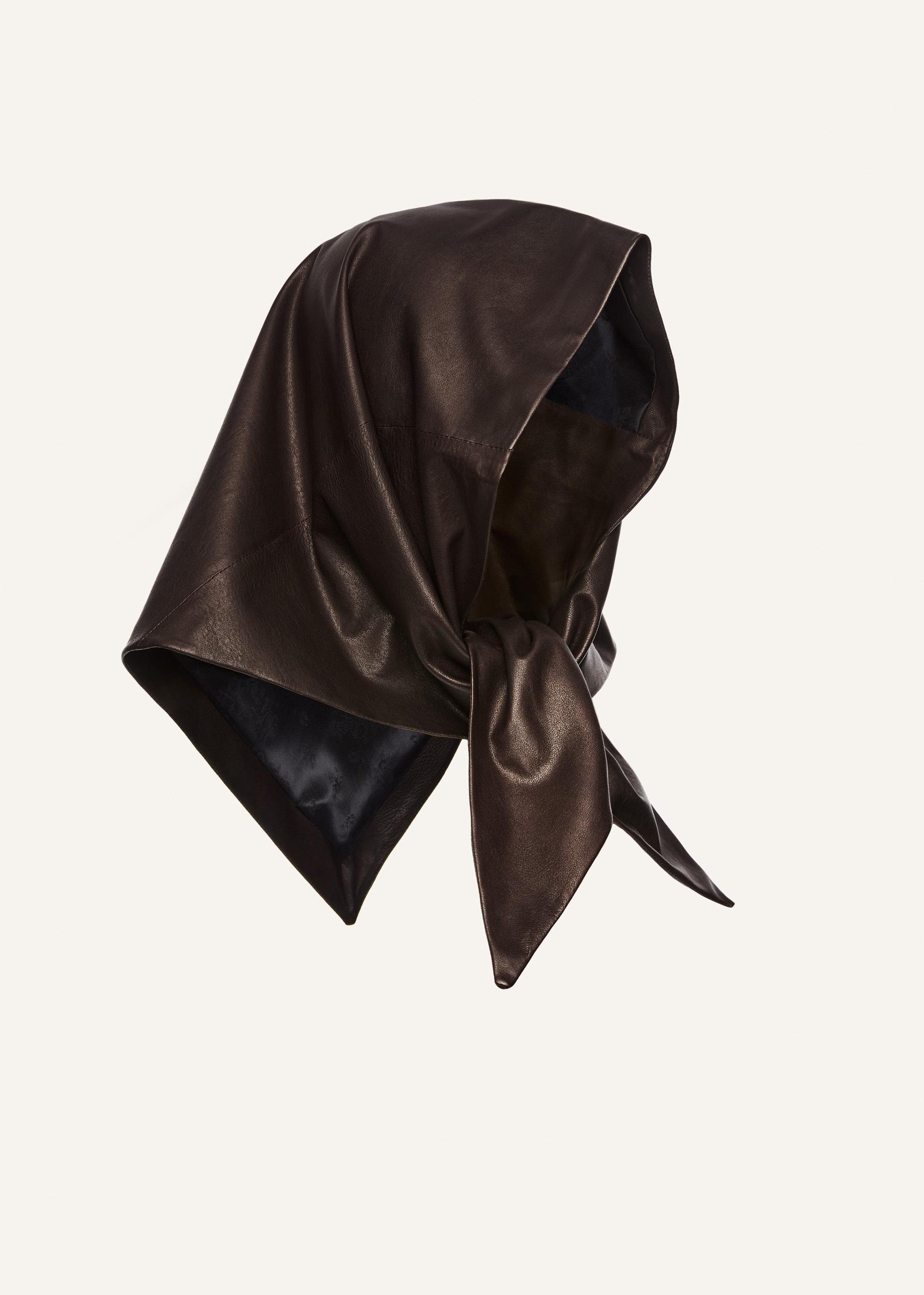 Leather tie scarf in brown Product Image