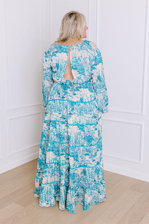 Chateau Chic Tiered Maxi Dress in Sky Blue Curves Product Image