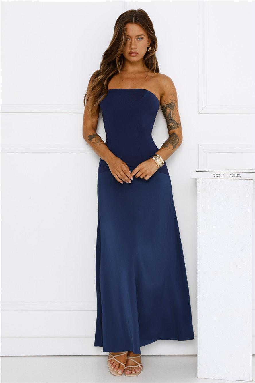 Daydream Darling Strapless Maxi Dress Navy Product Image