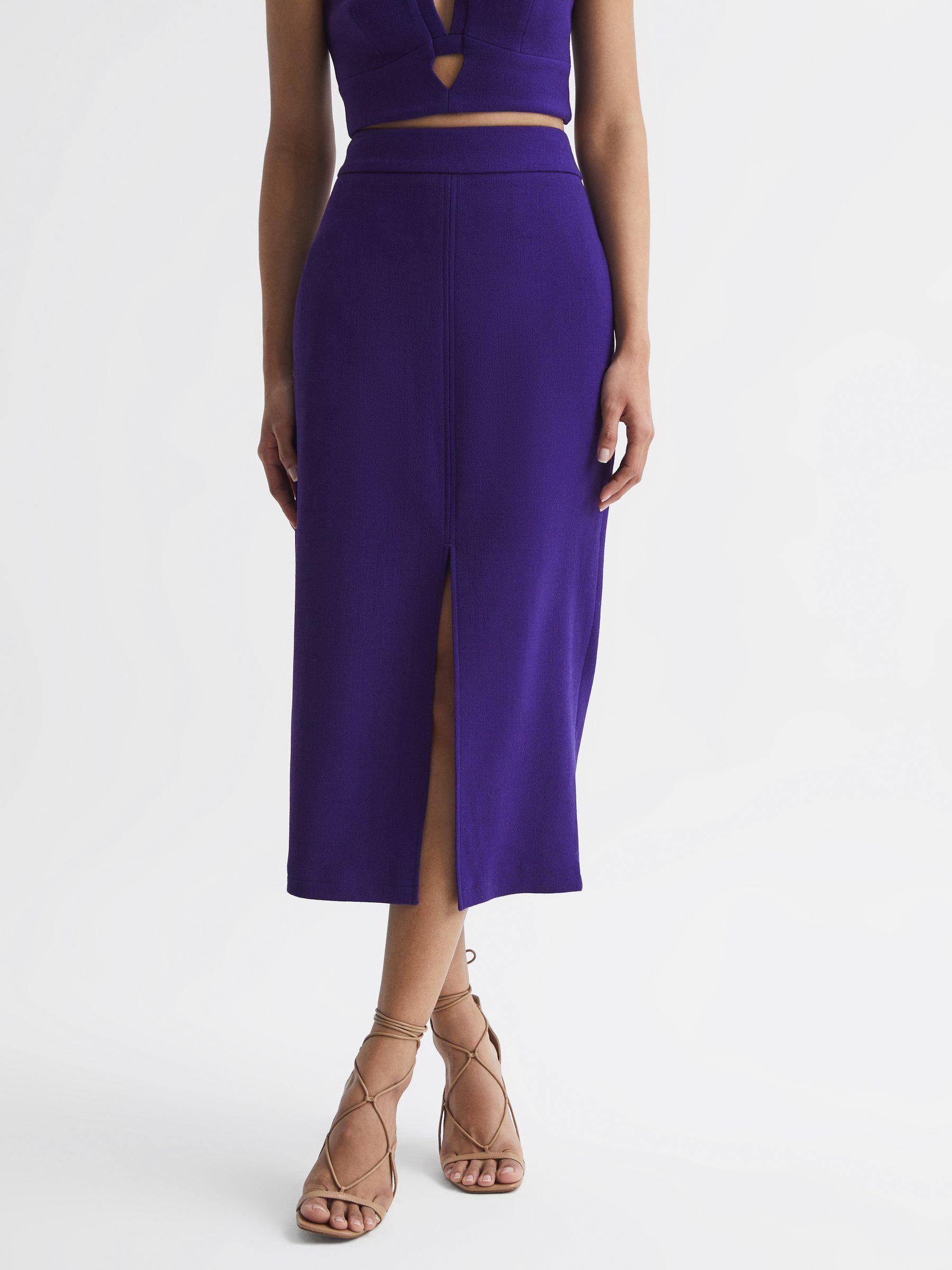 Wool Pencil Skirt in Purple Product Image