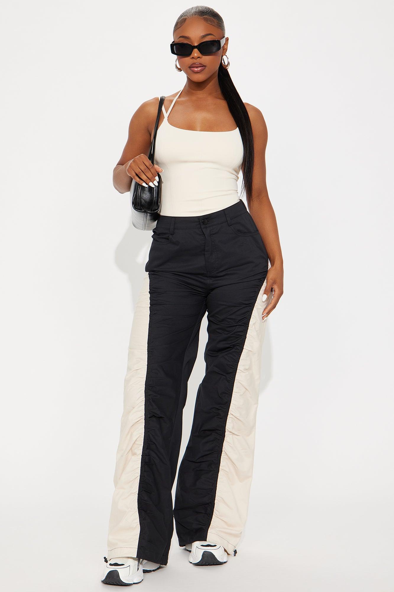 Sarah Wide Leg Colorblock Pants 33 - Black/combo Female Product Image