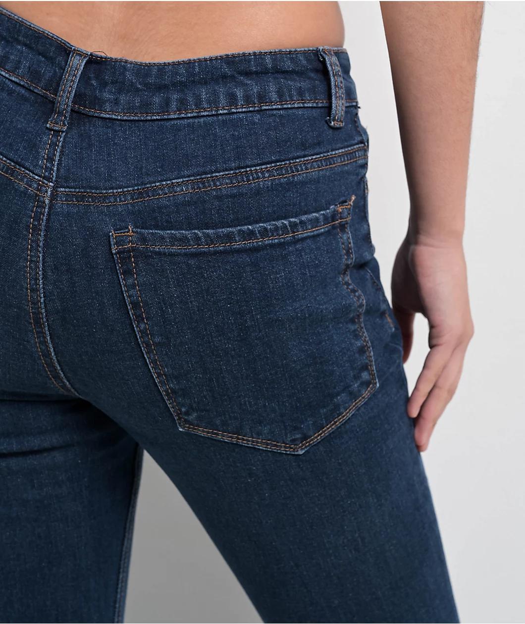 Empyre Glimmer Evening Dark Blue Mid Rise Flare Jeans Product Image