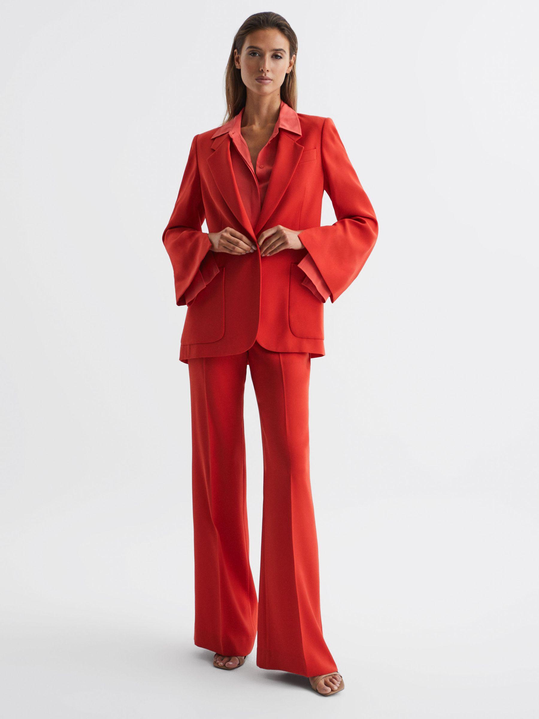 Single Breasted Split Sleeve Tailored Fit Blazer in Coral Product Image