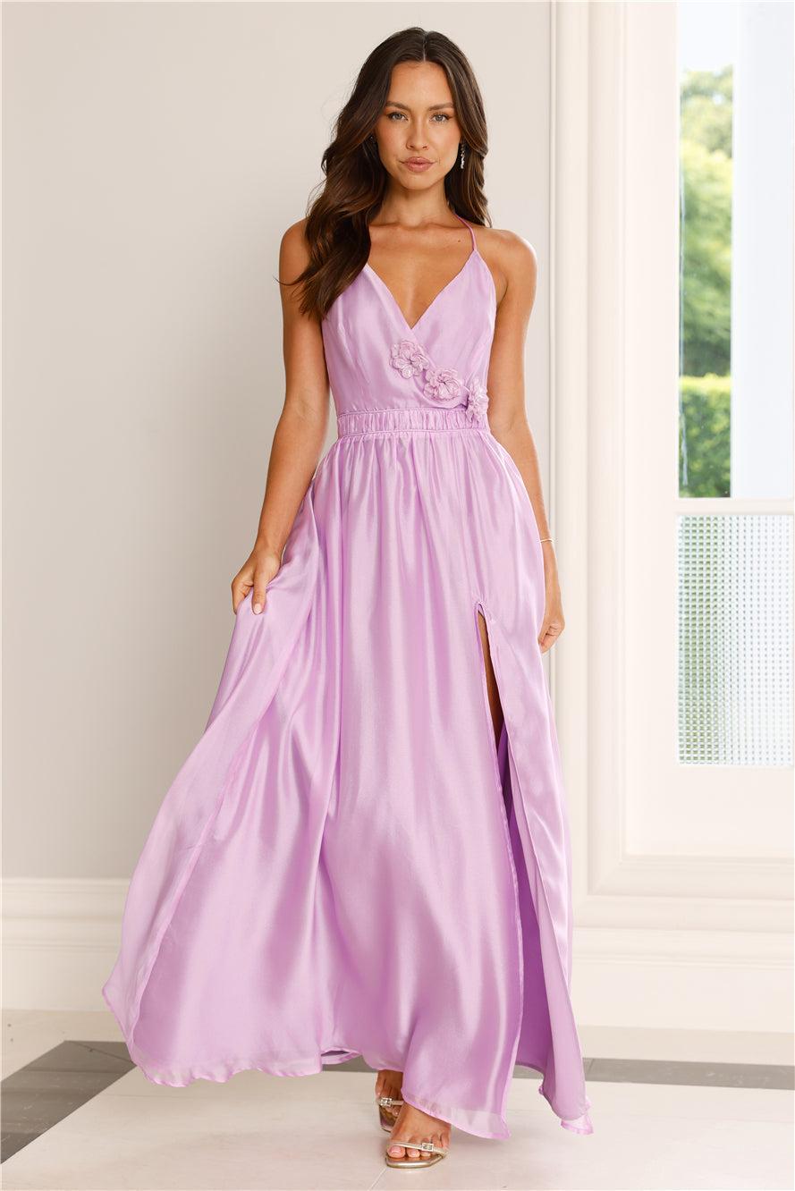 Elegant Delights Halter Maxi Dress Purple Product Image