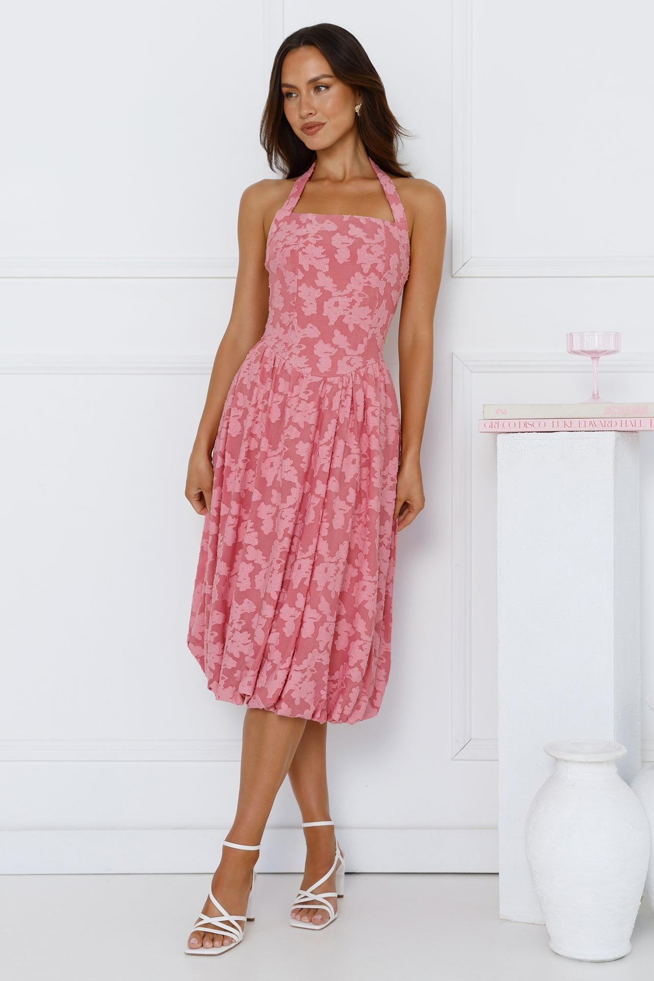 Soul Goals Halter Midi Dress Pink Product Image