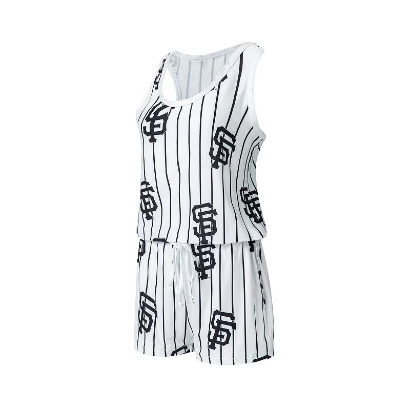 Women's Concepts Sport White San Francisco Giants Reel Pinstripe Knit Romper, Size: XL Product Image