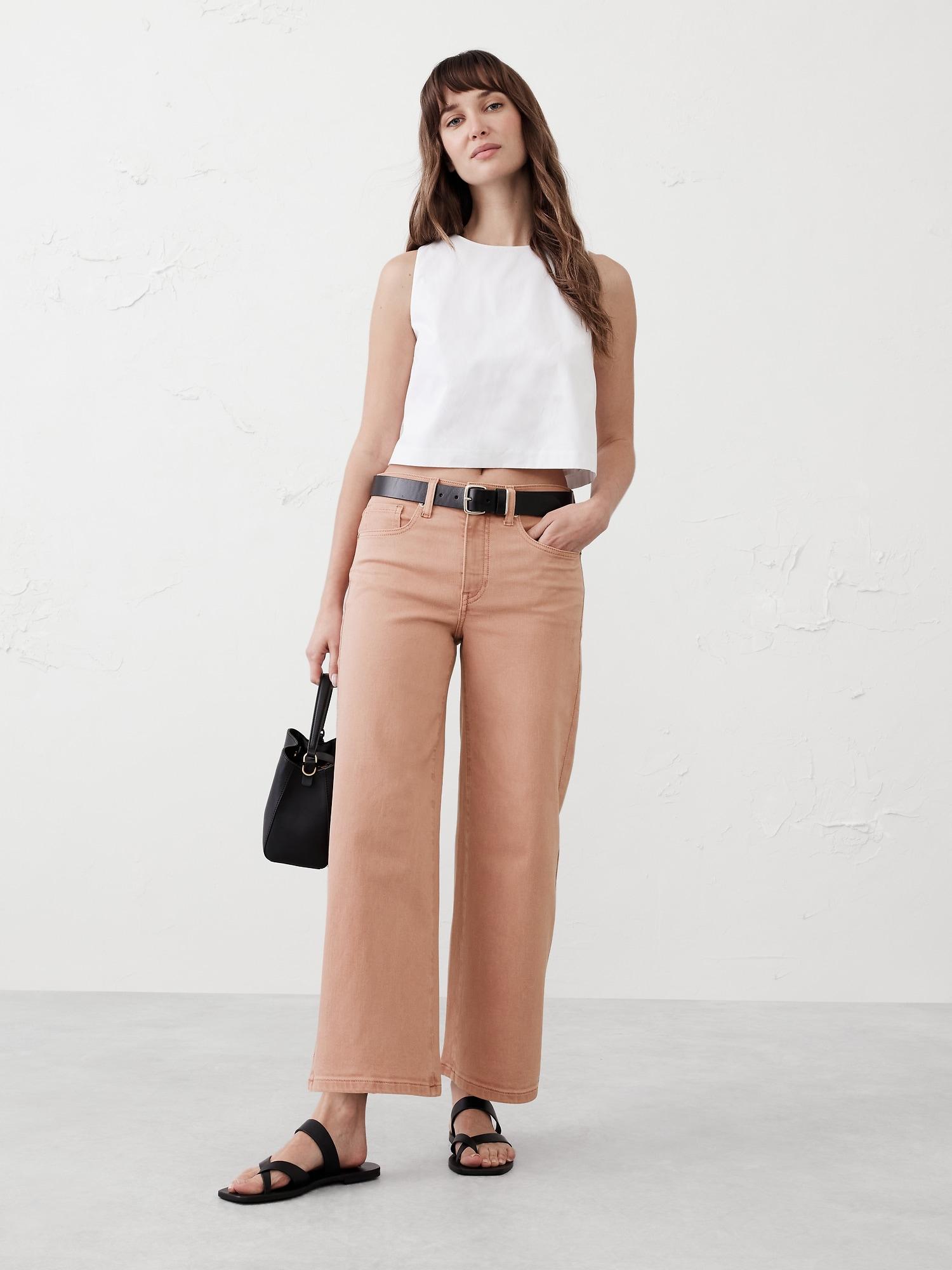 Wide-Leg High-Rise Patch Pocket Cropped Jean Product Image