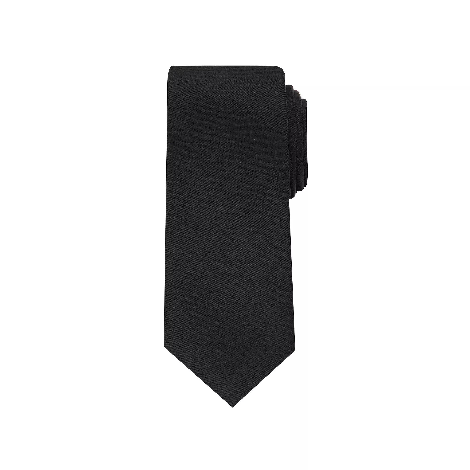 Men's Bespoke Solid Sateen Slim Tie, Black Sateen Product Image