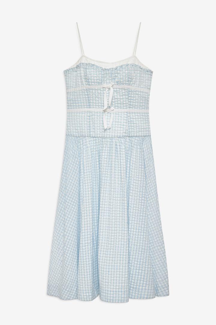 Georgia Gingham Midi Dress — Blue Product Image