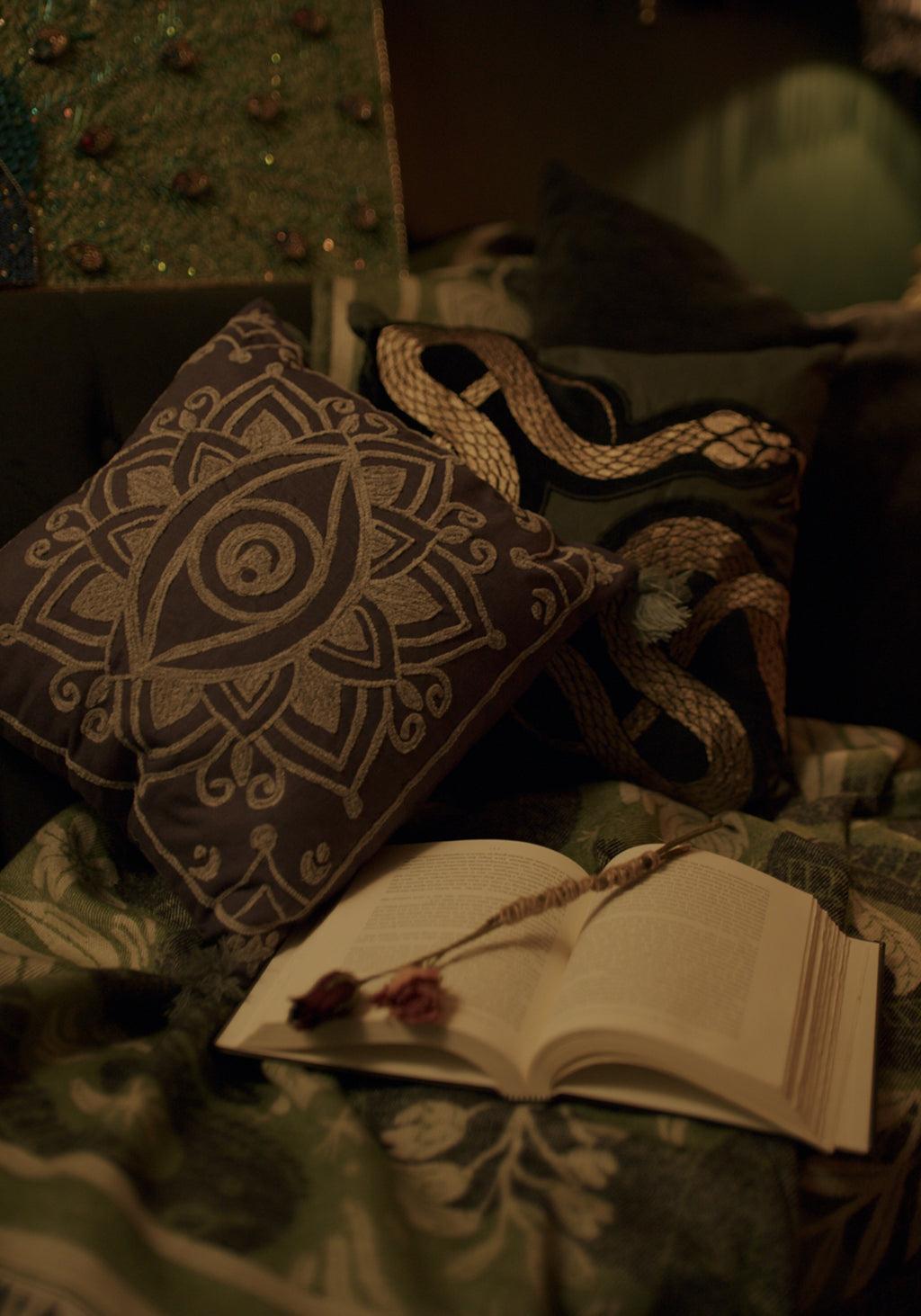 Iris Rope Embroidery Throw Cushion Product Image